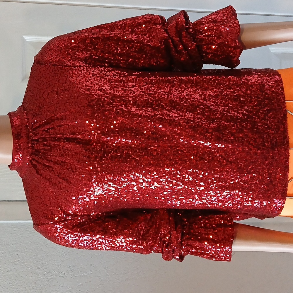 BOLD elements Sparkling Red Sequin Top